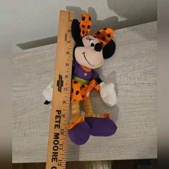 Minnie Mouse Plush 10 inch Disney Halloween Bow Orange Polka Dot Stuffed Toy - Picture 5 of 5